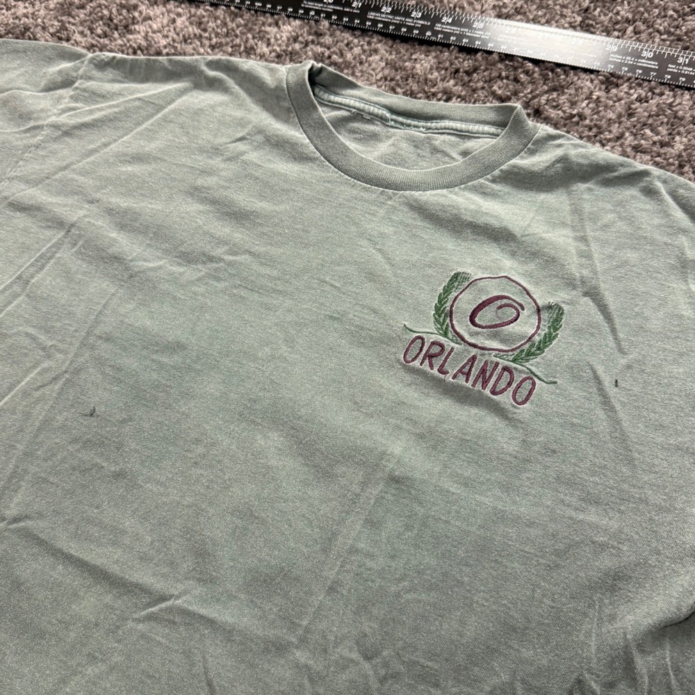 Vintage Orlando T-Shirt Mens Green Good Embroidered Souvenir Large 0000371
